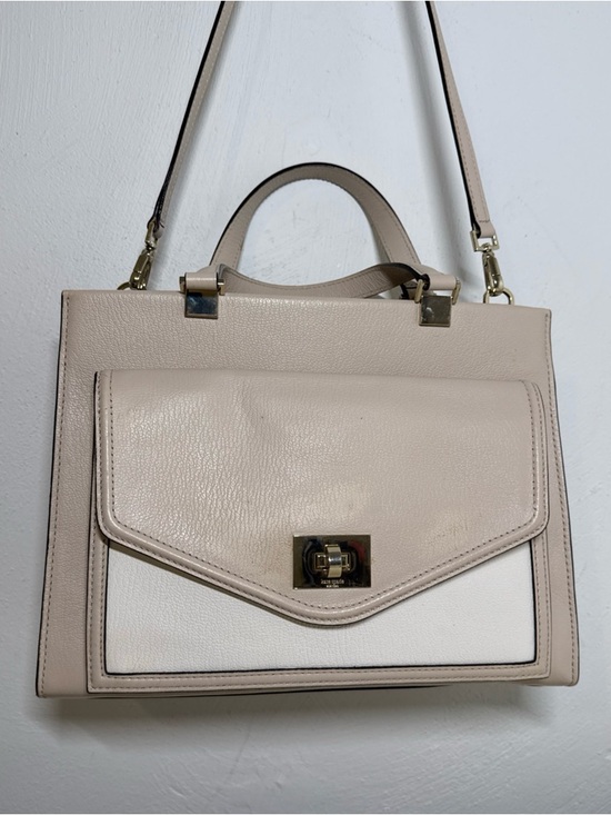kate spade Handbags - Kate Spade Cream White Pebbled Leather Satchel Crossbody Bag Gold Hardware